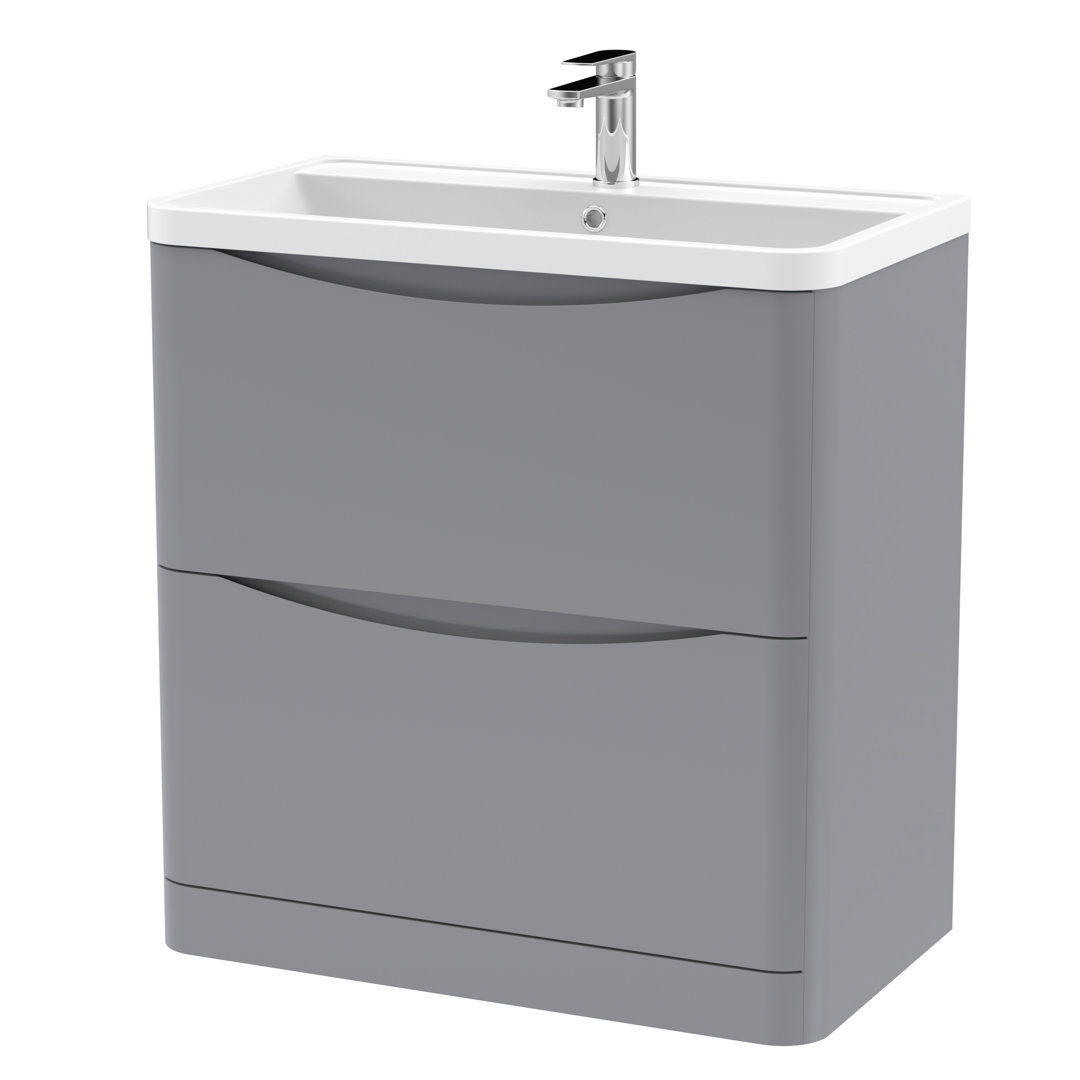Nuie Lunar 800mm Free-standing Standard Single Vanity Satin Grey 840mm H X 800mm W X 445mm D